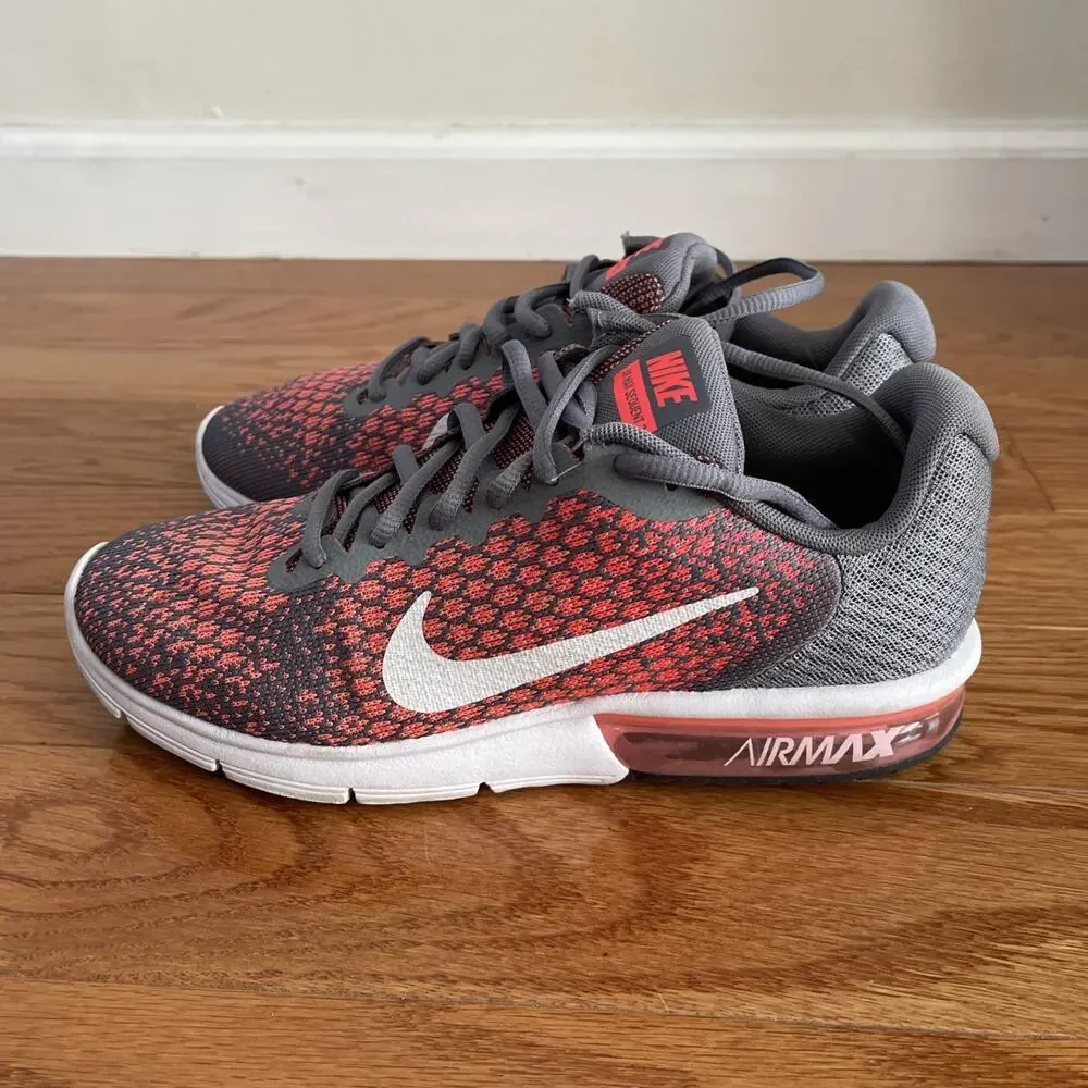 Nike Air Max Sequent 2 Womens 9.5 Gray Pink Running Sneakers 852465-003